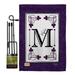 Classic M Initial Garden Flag Set Simply Beauty 13 X18.5 Double-Sided Yard Banner