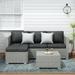 SUNTONE Patio Furniture Sofa Set â€“ 3 Piece All Weather Resin Wicker Outdoor Conversation Set with Table Gray Sofa & Black Cushions