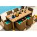 Malmo 7-Piece Resin Wicker Outdoor Patio Furniture Dining Table Set In Natural w/ Dining Table and Six Cushioned Chairs (Full-Round Natural Wicker Sunbrella Canvas Aruba)