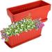 Thicken Window Box Planter 1 Pack Plastic Vegetable Flower Planters Boxes 17 Inches Rectangular Flower Pots with Saucers for Indoor Outdoor Garden Patio Home Decor (Brick Red)