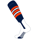 TCK Elite Baseball Knee High Stirrup Socks (F 7in) Navy Orange White (M)
