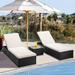 Segmart Outdoor Patio Lounge Furniture Set 3 Pieces Adjustable Wicker Chaise Chairs for Outside Poolside Folding Chaise Lounge Set with Cushions and Coffee Table