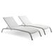 Pemberly Row Mesh Patio Chaise Lounge in White (Set of 2)