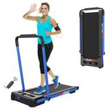 2 in 1 Under Desk Treadmill - 2.5 HP Folding Treadmill for Home Installation-Free Foldable Treadmill Compact Electric Running Machine Remote Control & LED Display Walking Running Jogging Blue