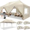 SANOPY Canopy 10 x 20 Pop Up Canopy Tent Heavy Duty Waterproof Adjustable Commercial Instant Canopy Outdoor Party Canopy with 6 Removable Sidewalls Carry Bag Khaki