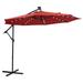 CLEARANCE! 10 FT Solar LED Patio Outdoor Umbrella Hanging Cantilever Umbrella Offset Umbrella Easy Open Adustment with 32 LED Lights