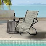 ikayaa Melas Outdoor Patio 59.7 Long Folding Reclining Single Chaise(SMOKE)