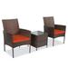 Sunnier 3 Piece Rattan Quality Outdoor Furniture Set â€“ 2 Durable & Easy Moveable Chairs With a Solid Tea Table - Orange