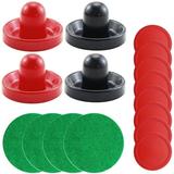 Light Weight Air Hockey Black and Red Air Hockey Pushers - Red Replacement Pucks for Game Tables Equipment Accessories(Standard Size 4 Pushers and 8 Red Pucks)