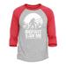 Shop4Ever Men s Bigfoot Saw Me But Nobody Believes Him Raglan Baseball Shirt Small Heather Grey/Red