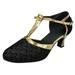 iOPQO Women s Middle Heels Women s Ballroom Tango Latin Salsa Dancing Shoes Sequins Shoes Social Dance Shoe Adult Latin Dance Shoes Black 37