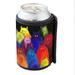 KuzmarK Insulated Drink Can Cooler Hugger - Very Colorful Two-Toned Silly Maine Coon Kitties Black Background Art by Denise Every