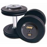 5-150lb. Pro Style Black Cast Iron Round Dumbbell Set With Straight Handle & Rubber Caps (Commercial Gym Quality) by Troy Barbell