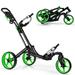 Gymax 3 Wheels Foldable Golf Push Pull Cart Trolley w/ Adjustable Handle Brake Green