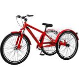 Lilypelle Mountain Tricycle for Adults 24/26/27.5 Inch MTB 7 Speed Three Wheel Bike Trike with Cargo Basket for Women Men Seniorsï¼Œ Bike 27.5 inch Mountain Tricycles with Shopping Basketï¼ŒRed