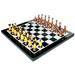 StonKraft 15 x 15 Collectible Black Marble Chess Board Game Set + Brass Wooden Combo Chess Pieces