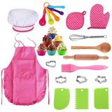 25Pcs Chef Set for Kids Kitchen Cooking and Baking Kits Dress Up Role Play Toys