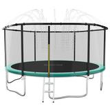 ACWARM HOME 14 FT Trampoline for Kids Trampoline with Sprinkler and Safety Enclosure Net Backyard Trampoline with Ladder Outdoor Recreational Trampoline