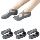 Women Ballet Pilates Barre Grip Socks 4 Pairs Dark gray