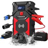 FNNEMGE Car Jump Starter 3500A Peak 26800mAh 12V Super Safe Jump Starter(Up to All Gas 10.0L Diesel Engine) with 10W Wireless Charger Power Bank USB Quick Charge 3.0 (3500A/26800mAh)