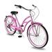 Tracer Taha 26 Inch 7 Speed Beach Cruiser Bikes with Fenders for Women - Pink