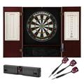 Viper Metropolitan Sisal Fiber Bristle Dartboard and Cabinet Bundle: Elite Set (Razorback Dartboard Darts and Throw Line Light) Mahogany Finish