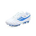 Woobling Children Lightweight Lace Up Sport Sneakers Ground Non Slip Round Toe Outdoor Fold-resistant Short Nails Soccer Cleats White Long 11.5c