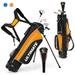 Gymax 28 Portable Junior Complete Golf Club Set for Kids Age 8+ Set of 5 Yellow