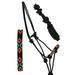 Nylon Horse Braided Beaded Noseband Rope HALTER Lead Rope Tack Black 606RT28