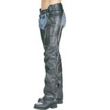 Xelement 7550 Classic Black Unisex Leather Motorcycle Riding Chaps 34
