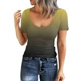 Teal Blouses for Women Women Ribbed Fitted Knit Shirt Short Sleeve Scoop Neck Basic Baseball Mom Hoodies Women