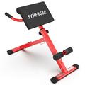 Synergee Roman Chair. Red Coated Steel Hyperextension Machine. GHD Ab Bench for Lower Back Workout Hyper Exercises.
