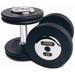 5 - 50 lb. Pro Style Black Cast Iron Round Dumbbell Set w/ Straight Handle & Chrome Caps (Commercial Gym Quality) by Troy Barbell
