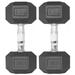 Titan Fitness 25 LB Pair Free Weights Black Rubber Coated Hex Dumbbell Ergonomic Cast Iron Handle Strength Training