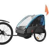 MOJAY Double Seats Foldable Kids Bike Trailer Blue