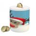 Christmas Piggy Bank Reindeer Rudolph Red Nose and Santa Claus Hat Snowy Forest Ceramic Coin Bank Money Box for Cash Saving 3.6 X 3.2 Pale Blue Red Pale Brown by Ambesonne