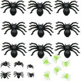 Walbest 30Pcs Simulation Small Spider Luminous Realistic Spider Toy Halloween Plastic Toy Mini Spider Party Prop Decoration