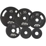 York Barbell G2 Olympic Dual Grip Thin Line Cast Iron Plate Black - 35 lbs