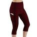 Paille Women High Waist Capris Tummy Control Yoga Crop Pants Compression Activewear Running Gym Jogger Fitness Pants with Pockets