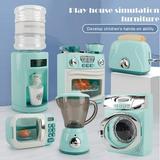 Children Pretend Play Toy Set Electric Microwave Oven Washing Machine Water Dispenser Egg Steamer Juicer Toaster for Kid