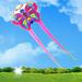 ODOMY Butterfly Cloth Long Tail Kite Huge Pink Butterfly Kite with Tail Outdoor Fun Sports Kite Flying for Children Kids