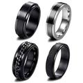 Techinal 4 Pcs Daily Casual Couple Fidget Spinner Rings Set Stainless Steel Fashion Jewelry for Men Women Cool Bands Rings Wedding Anniversary Daily Casual Accessories