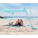 SUN NINJA Pop Up Turquoise Beach Tent UPF50+ with Shovel Pegs & Stability Poles