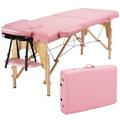 Yaheetech Adjustable Massage Bed 2 Sections Folding Spa Table Pink