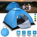 iMounTEK 3-4 Persons Pop up Tent 3.04lbs Camping Tent Outdoor Folding Waterproof Tent 6.56x6.56x4.26ft with 2 Mosquito Net Doors Carrying Bag for Hiking Climbing Fishing Blue