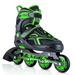 2PM SPORTS Torinx Green Black kids Boys Beginner Adjustable Inline Skates Fun Roller Skates for Girls Roller Blades for Men and Ladies - Green Small(11C-1Y US)