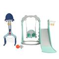 Toddler Swing Sets with Slide 5 In 1 Toddler Slide and Swing Set Kids Play Climber Slide Playset with Basketball Hoop Climber Slide Playset for Indoor Backyard Outdoor Toys for Kids 1-8 Age