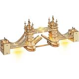 3D Wooden Puzzles London Tower Bridge for Adults & Kids -113P Pieces Delicate 3D Puzzle Architecture Model Kits with LED Desk Decor Gift for Teens/Adults