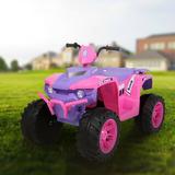 SYNGAR 12V Ride on Toys Kids Car Toy Battery Operated ATV Ride On Car with 2 Speeds LED Light and MP3 Player Electric Car for Boys Girls Ages 3-5 Pink LJ1525