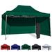 Green 10x15 Instant Canopy Tent and 2 Side Walls - Commercial Grade Steel Frame with Water-Resistant Canopy Top and Sidewalls - Bonus Canopy Bag and Stake Kit Included (5 Color Options)